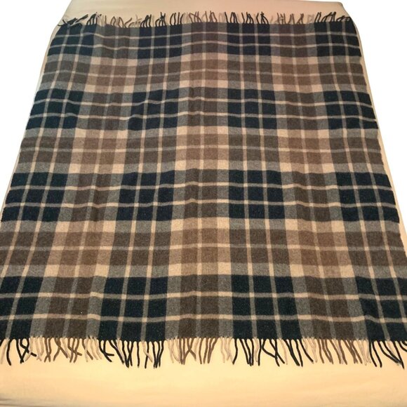 Alpaca Condor Tips Peruvian Wool Throw Blanket Plaid Tartan 58x62 Inches Fringe - Picture 2 of 4